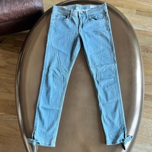 Stevie ankle tie bow hem denim light wash jeans